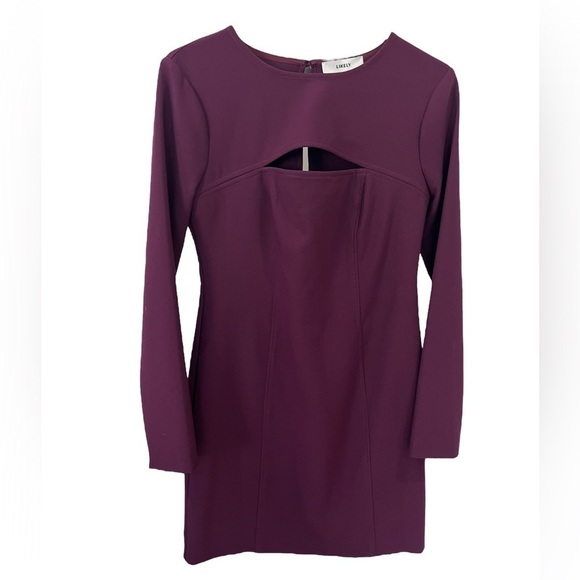 Likely Keller plum purple long sleeve mini dress with cut out detail size 6 - Picture 4 of 10